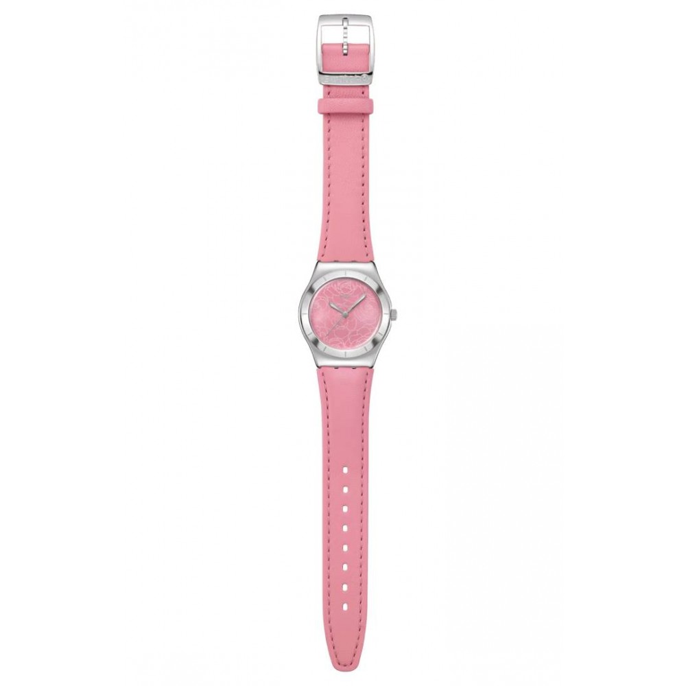 SWATCH PINK PETAL PROMISE Ρολόι Γυναικείο Ροζ Δερμάτινο Λουρί YLS234