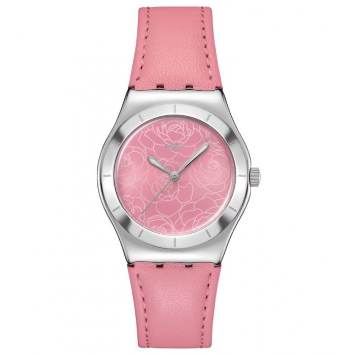 SWATCH PINK PETAL PROMISE Ρολόι Γυναικείο Ροζ Δερμάτινο Λουρί YLS234