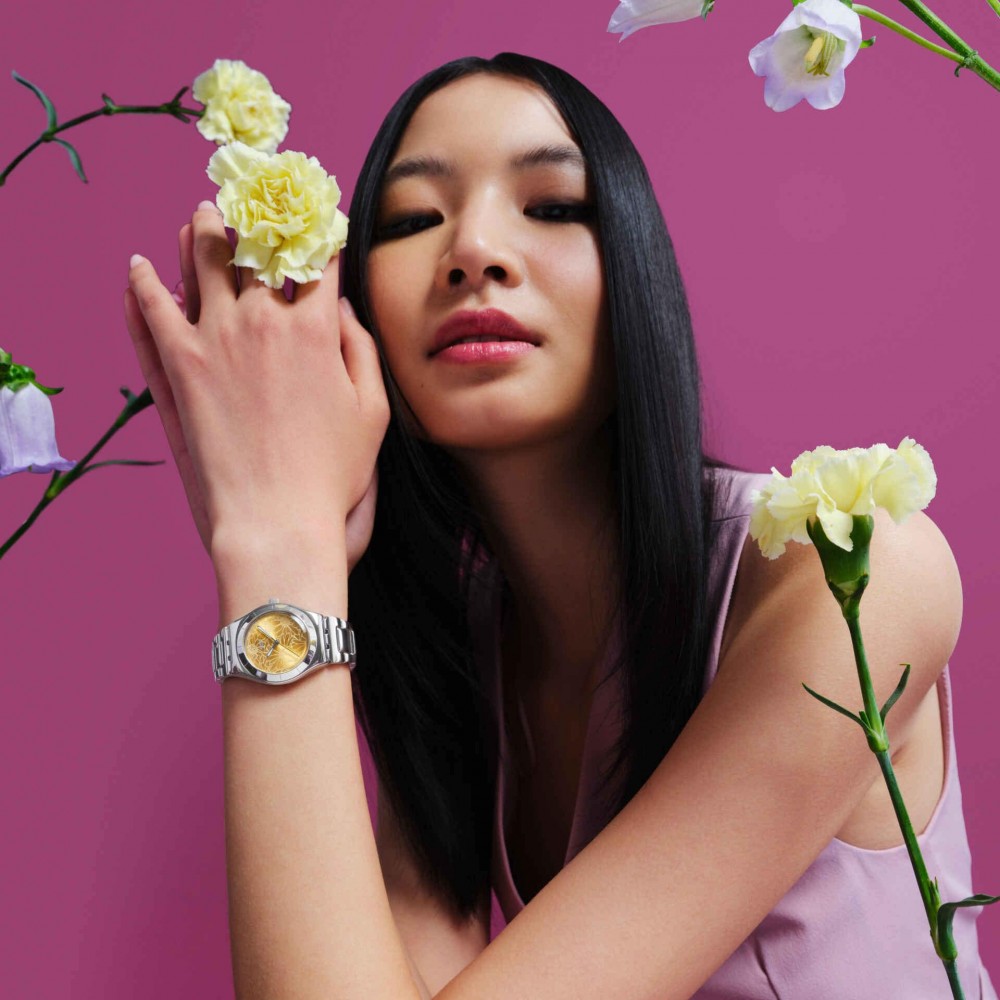 SWATCH PETAL SWIRL Ρολόι Γυναικείο Ασημί Ανοξείδωτο Ατσάλι YLS236G
