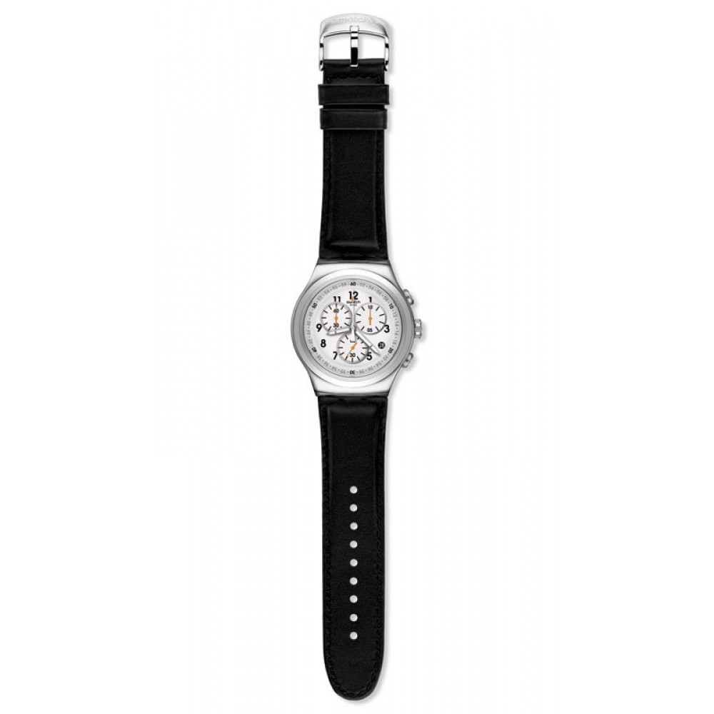 SWATCH L'IMPOSANTE ΡΟΛΟΙ Ανδρικό Μαύρο Δερμάτινο Λουρί YOS451