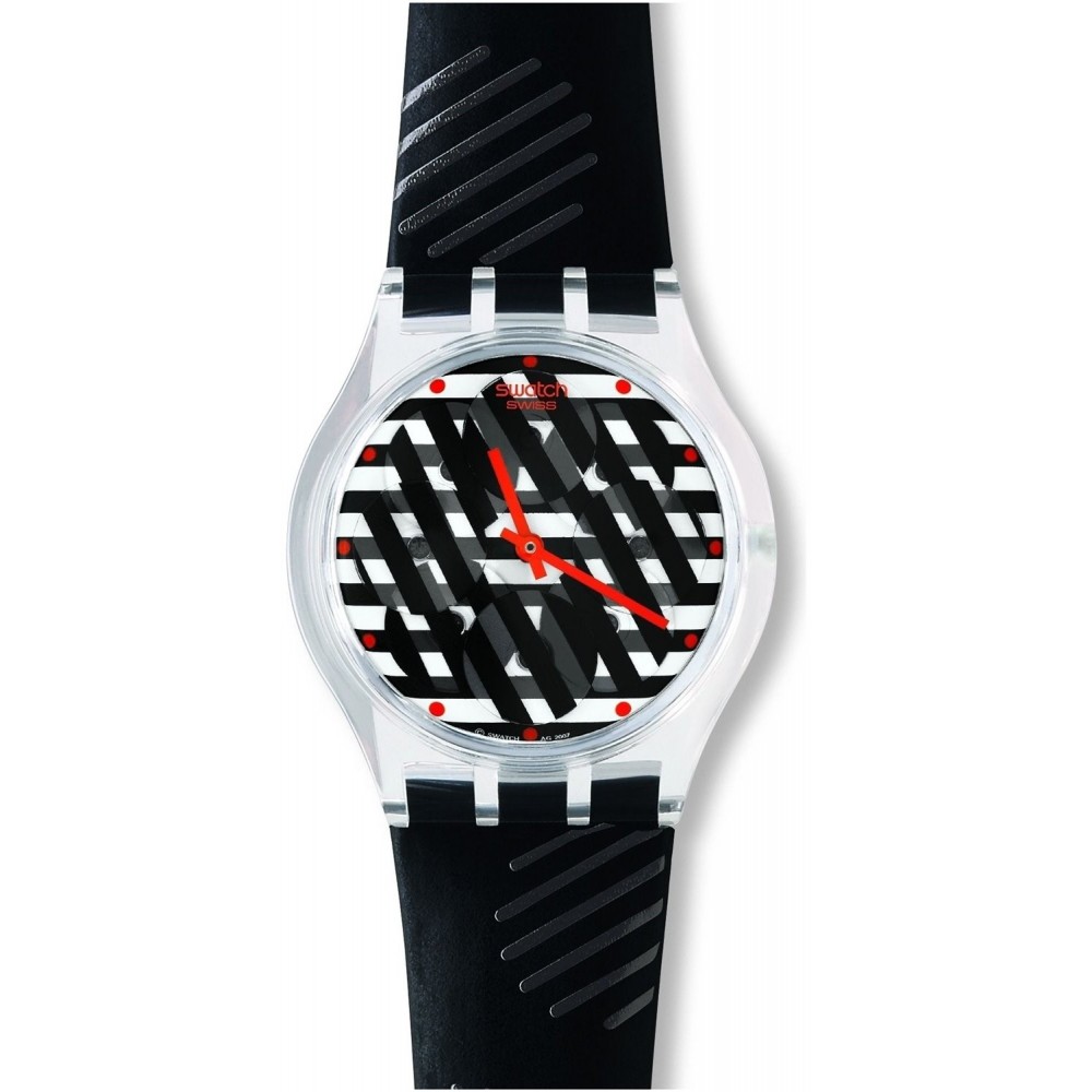 SWATCH FINE MYSTIQUE Ladies watch Black  Leather strap SUPK102