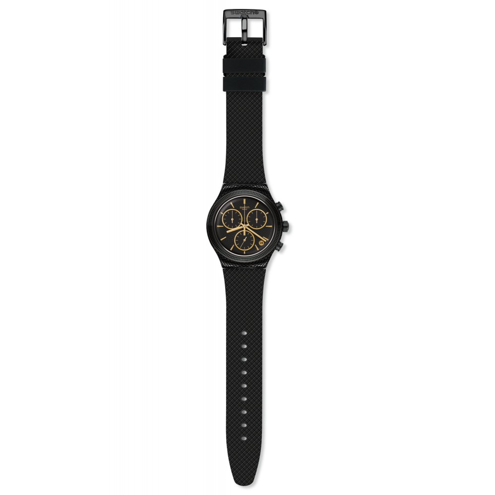 SWATCH CRAZY FOR PRECIOUS Unisex watch Chronograph Black Rubber Strap YVB408