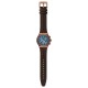  SWATCH BACK TO COPPER Ανδρικό Ρολόι-Χρονογράφος Καφέ Δερμάτινο Λουράκι YVC100 