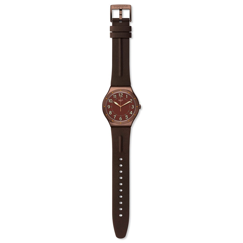 SWATCH COPPER TIME Ρολόι Ανδρικό Καφέ δερμάτινο λουρί YWC100  