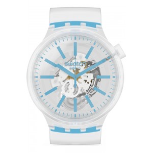 SWATCH BlueInJelly Watch White Silicone strap SO27E105