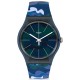 SWATCH CAMOUCLOUDS Watch Unisex Blue Silicone Strap SUON140 