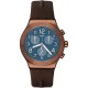  SWATCH BACK TO COPPER Ανδρικό Ρολόι-Χρονογράφος Καφέ Δερμάτινο Λουράκι YVC100 