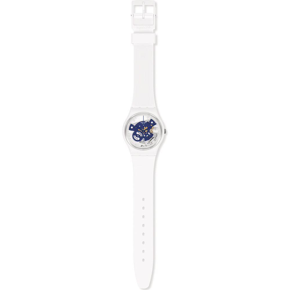 SWATCH TIME TO BLUE SMALL Unisex Ρολόι Λευκό Λουράκι από Υλικό βιολογικής προέλευσης SO31W103