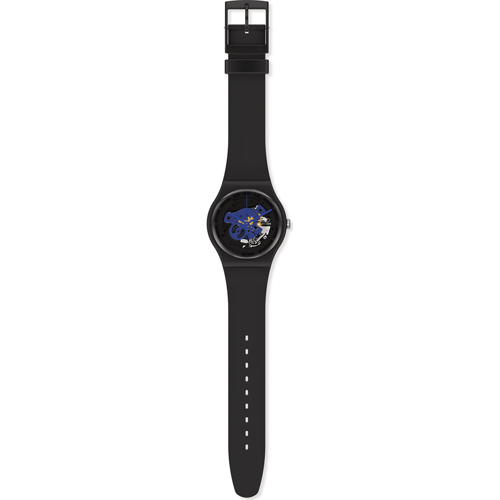 SWATCH TIME TO BLUE BIG Unisex Ρολόι Μαύρο Λουράκι  Υλικό βιολογικής προέλευσης SO32B109 