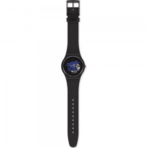SWATCH TIME TO BLUE BIG Unisex Ρολόι Μαύρο Λουράκι  Υλικό βιολογικής προέλευσης SO32B109 