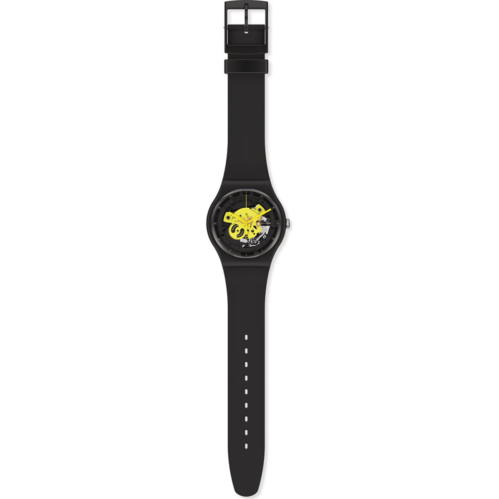 SWATCH TIME TO YELLOW BIG Unisex Ρολόι Μαύρο Λουράκι  Υλικό βιολογικής προέλευσης SO32B111  
