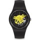 SWATCH TIME TO YELLOW BIG Unisex Ρολόι Μαύρο Λουράκι  Υλικό βιολογικής προέλευσης SO32B111  