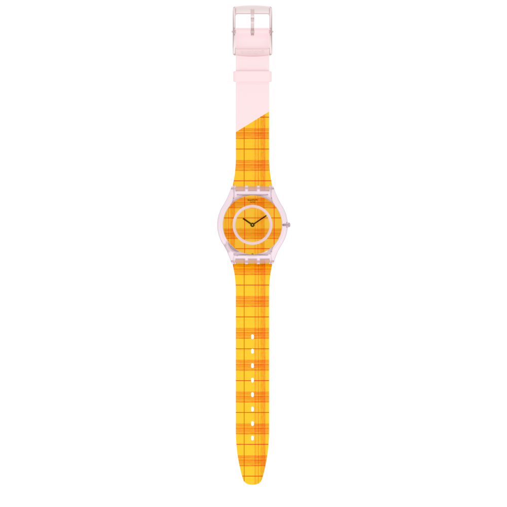 SWATCH FIRE MADRAS 01 Ρολόι Γυναικείο Πορτοκαλί Λουράκι Σιλικόνης SS08Z105