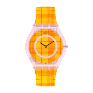 SWATCH FIRE MADRAS 01 Ρολόι Γυναικείο Πορτοκαλί Λουράκι Σιλικόνης SS08Z105