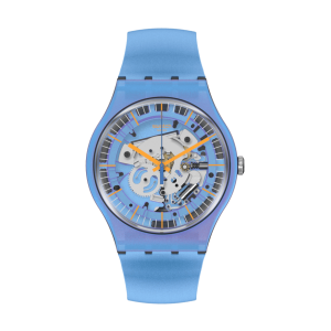 SWATCH SHIMMER BLUE Unisex Ρολόι γαλάζιο Λουράκι Σιλικόνης SUOM116