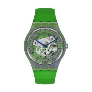 SWATCH SHIMMER GREEN Unisex Ρολόι πράσινο Λουράκι Σιλικόνης SUOM117