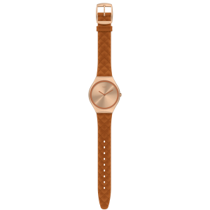 SWATCH BROWN QUILTED Ρολόι Γυναικείο Καφέ Λουράκι Δερμάτινο SYXG115