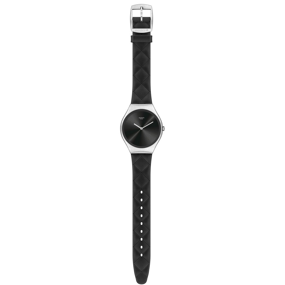 SWATCH BLACK QUILTED Ρολόι Γυναικείο Μαύρο Δερμάτινο Λουράκι SYXS136