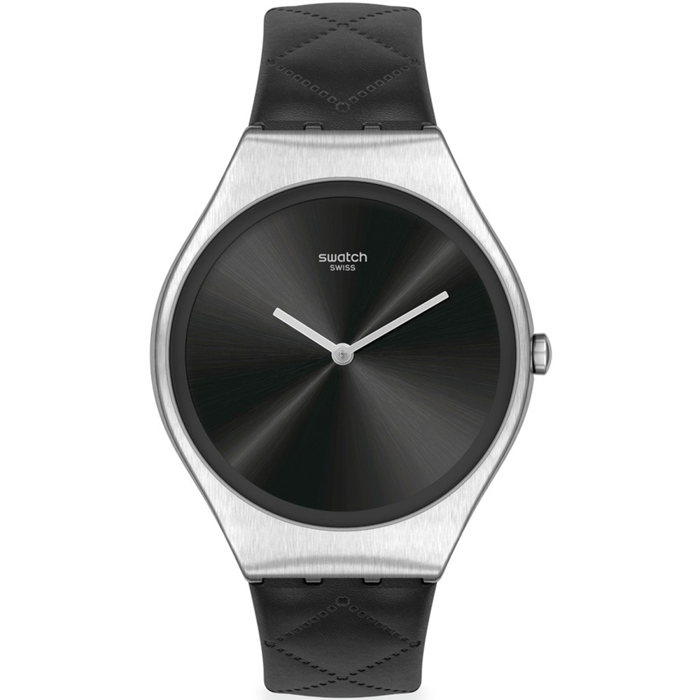SWATCH BLACK QUILTED Ρολόι Γυναικείο Μαύρο Δερμάτινο Λουράκι SYXS136