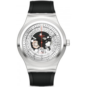  SWATCH SISTEM THROUGH AGAIN Automatic Ρολόι Ανδρικό Μαύρο Καουτσούκ Λουράκι YIS431