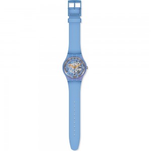 SWATCH SHIMMER BLUE Unisex Ρολόι γαλάζιο Λουράκι Σιλικόνης SUOM116