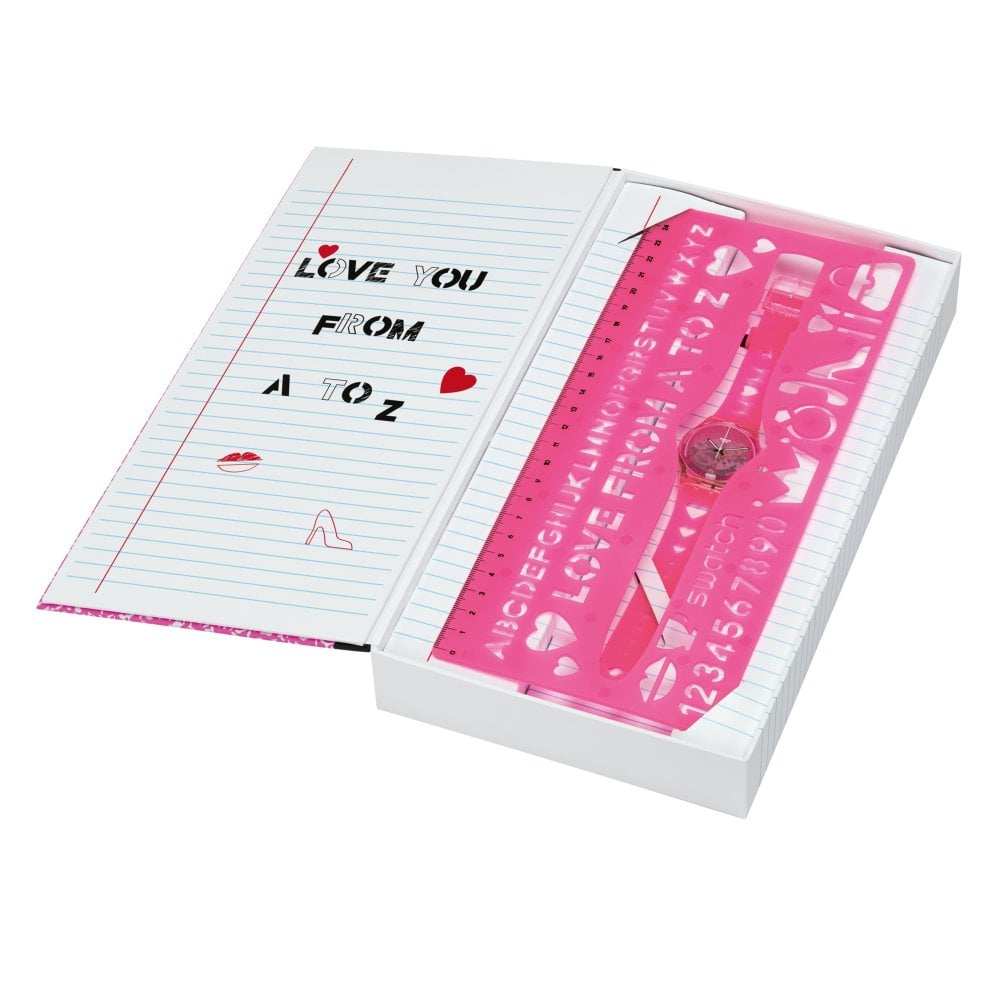 SWATCH LOVE WITH ALL THE ALPHABET ΡΟΛΟΙ Γυναικείο Ροζ Λουρί Σιλικόνης GZ354