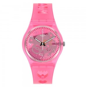 SWATCH LOVE WITH ALL THE ALPHABET ΡΟΛΟΙ Γυναικείο Ροζ Λουρί Σιλικόνης GZ354