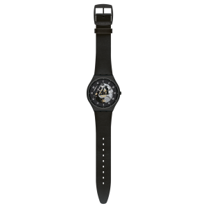SWATCH WHITE SIDE Unisex watch Black Leather strap SS07B101