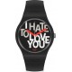 SWATCH HATE 2 LOVE Unisex watch Black Silicone Strap SUOB185