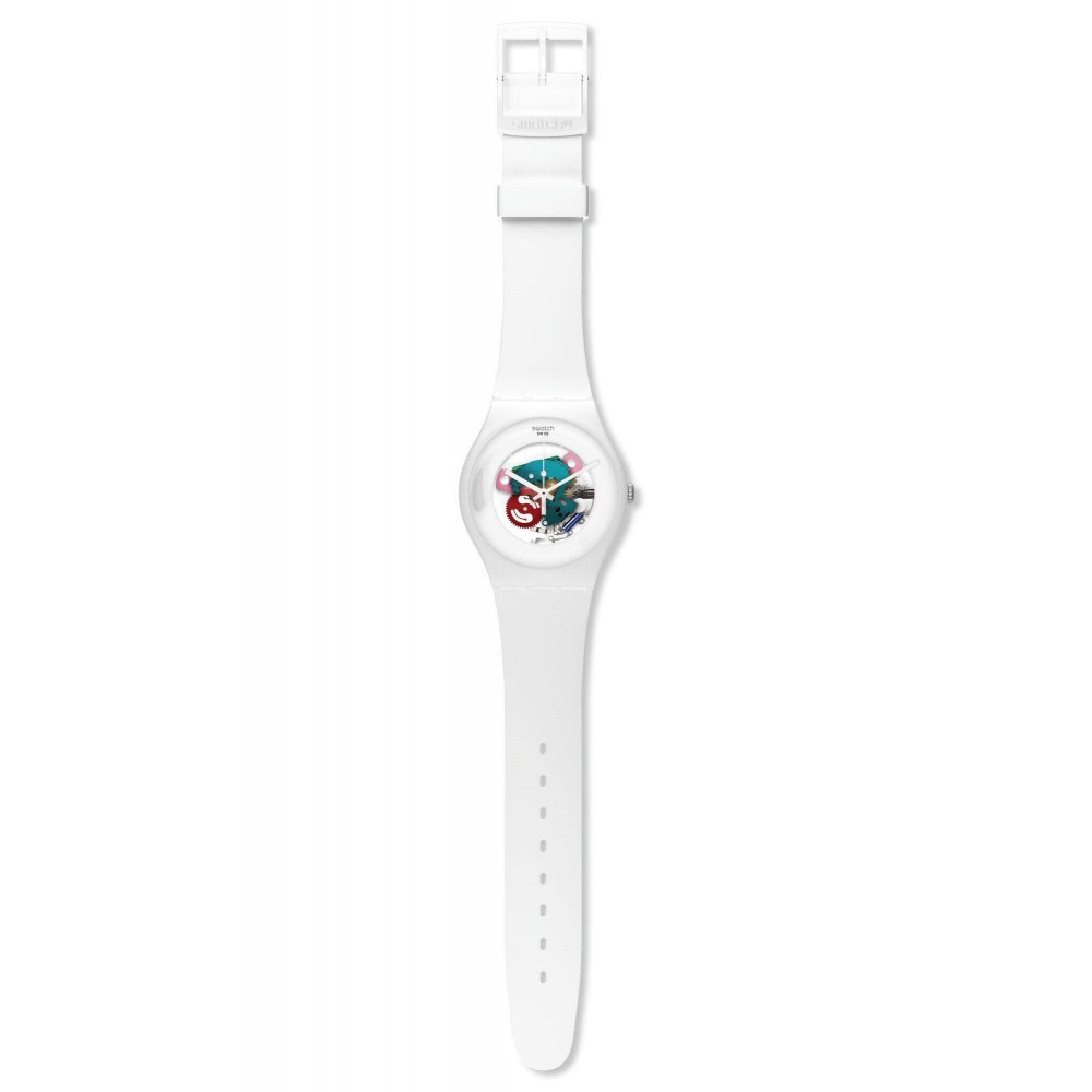 SWATCH WHITE LACQUERED Unisex Ρολόι Λευκό Λουράκι Σιλικόνης SUOW100