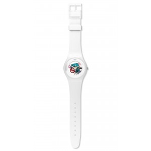SWATCH WHITE LACQUERED Unisex Ρολόι Λευκό Λουράκι Σιλικόνης SUOW100