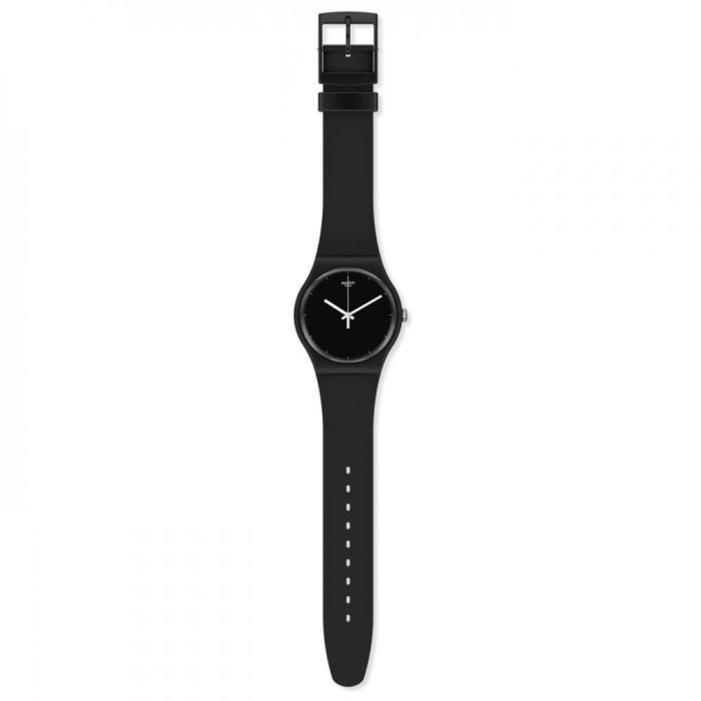 SWATCH THINK TIME BLACK Unisex Ρολόι Μαύρο Λουράκι  Υλικό βιολογικής προέλευσης SO32B106 