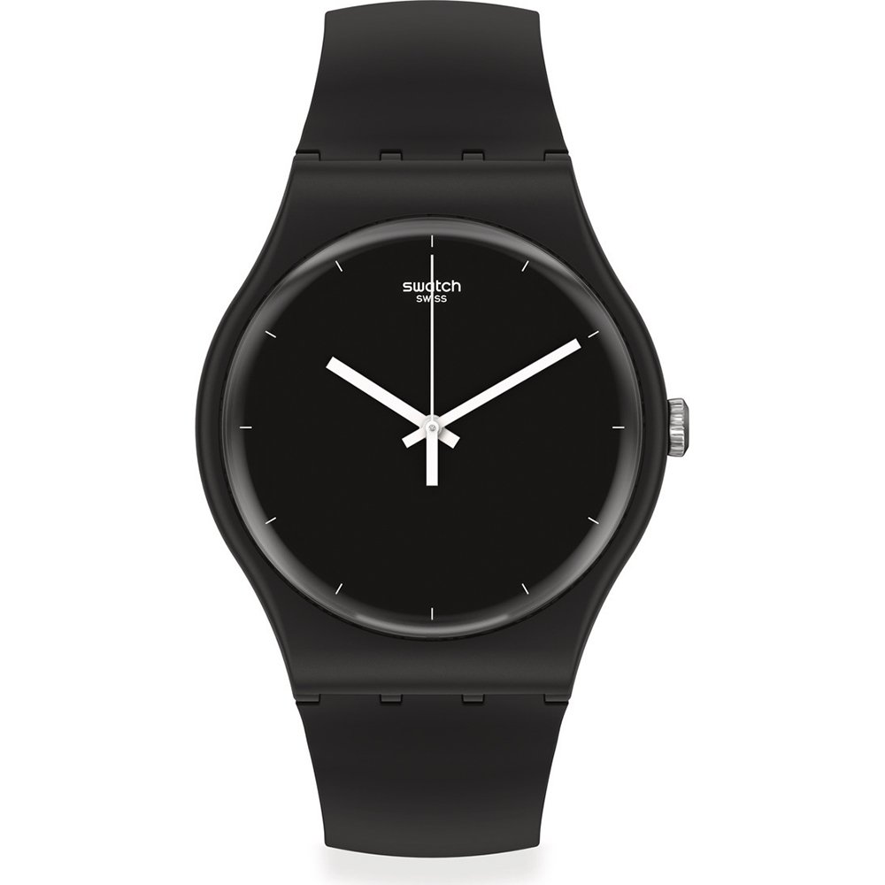SWATCH THINK TIME BLACK Unisex Ρολόι Μαύρο Λουράκι  Υλικό βιολογικής προέλευσης SO32B106 
