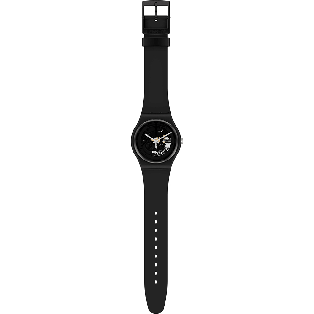 SWATCH SPOT TIME BLACK Unisex Ρολόι Μαύρο Λουράκι  Υλικό βιολογικής προέλευσης SO32B108