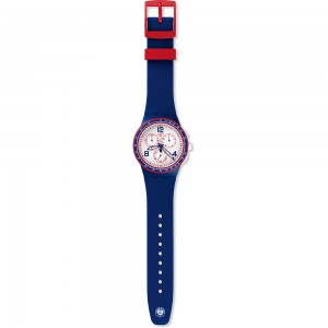 SWATCH FAST SERVER Ρολόι Unisex Χρονογράφος Μπλε Λουράκι Καουτσούκ SUSZ100 