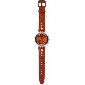 SWATCH ROUILLE ΡΟΛΟΙ Χρονογράφος Unisex Καφέ Δερμάτινο Λουράκι SVCK4073