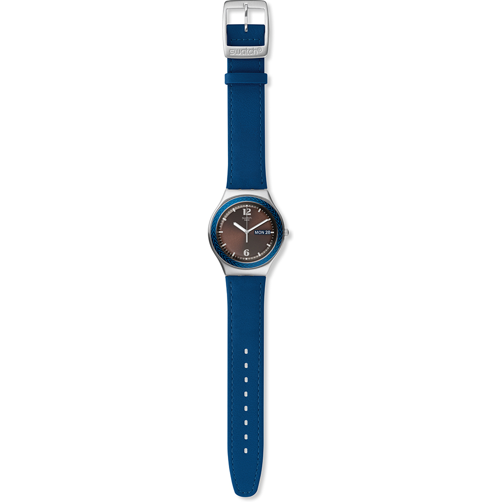 SWATCH DJEMBE Ρολόι unisex Μπλε Δερμάτινο λουράκι YGS774 SWATCH DJEMBE Ρολόι unisex Μπλε Δερμάτινο λουράκι YGS774