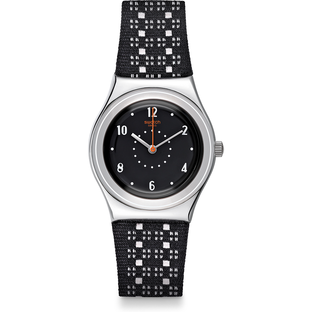 SWATCH BLACK PUNCHER Ρολόι Γυναικείο Μαύρο  Δερμάτινο λουράκι YLS184