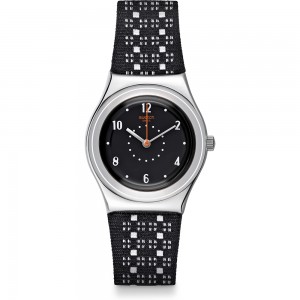 SWATCH BLACK PUNCHER Ρολόι Γυναικείο Μαύρο  Δερμάτινο λουράκι YLS184