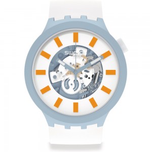 SWATCH BIG BOLD BLITE BIOCERAMIC Ρολόι Λευκό Πλαστικό Λουράκι βιολογικής προέλευσης SB03N101