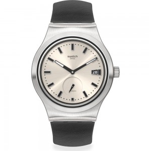  SWATCH UNAVOIDABLE Automatic Ρολόι Ανδρικό Μαύρο Δερμάτινο Λουράκι SY23S408