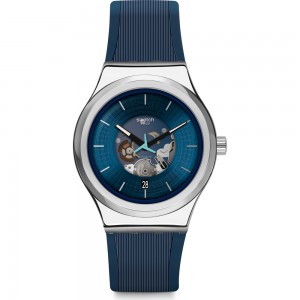  SWATCH BLURANG Automatic Ρολόι Ανδρικό Μπλε Καουτσούκ Λουράκι YIS430