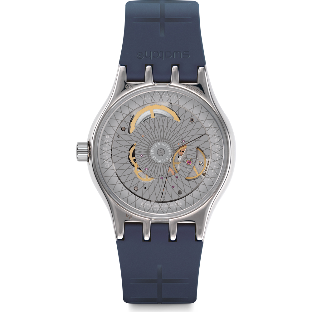  SWATCH BLURANG Automatic Ρολόι Ανδρικό Μπλε Καουτσούκ Λουράκι YIS430