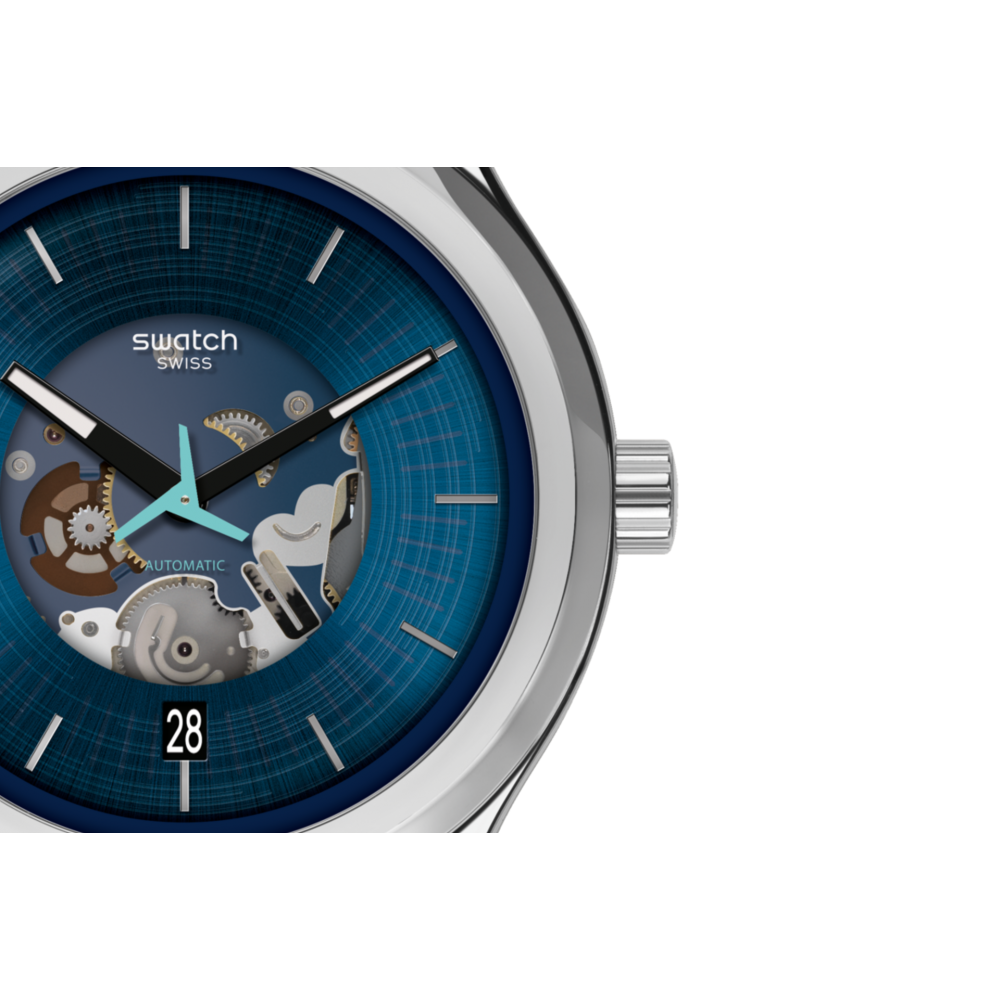  SWATCH BLURANG Automatic Ρολόι Ανδρικό Μπλε Καουτσούκ Λουράκι YIS430
