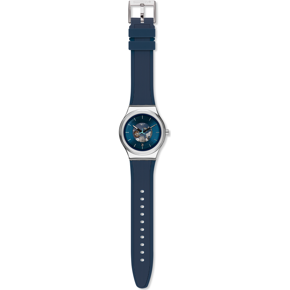  SWATCH BLURANG Automatic Ρολόι Ανδρικό Μπλε Καουτσούκ Λουράκι YIS430