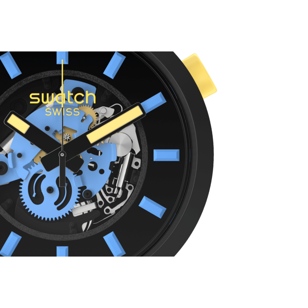 SWATCH BIG BOLD BIOCERAMIC TRAVEL BY DAY Ρολόι Γαλάζιο Λουράκι Σιλικόνης SB03B108