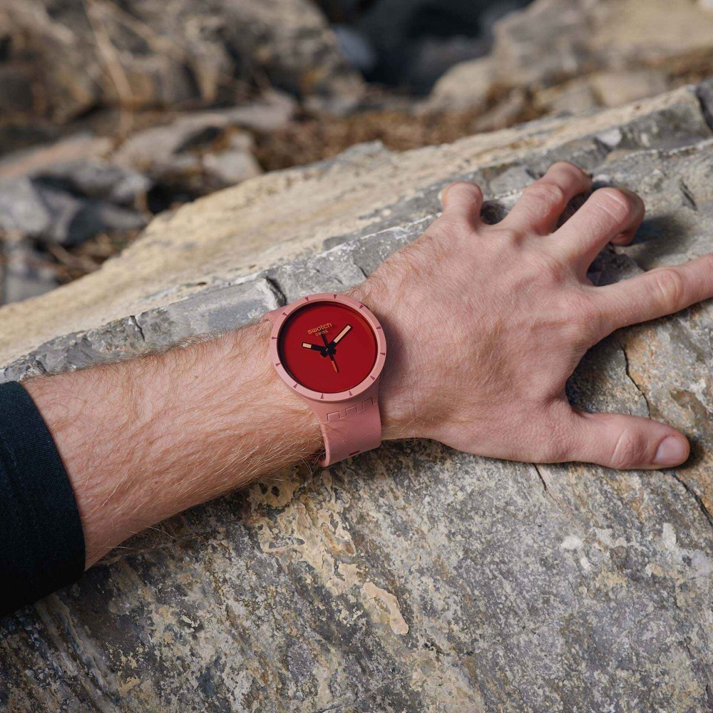 SWATCH BIG BOLD BIOCERAMIC CANYON Ρολόι Ροζ Λουράκι Σιλικόνης SB03R100 