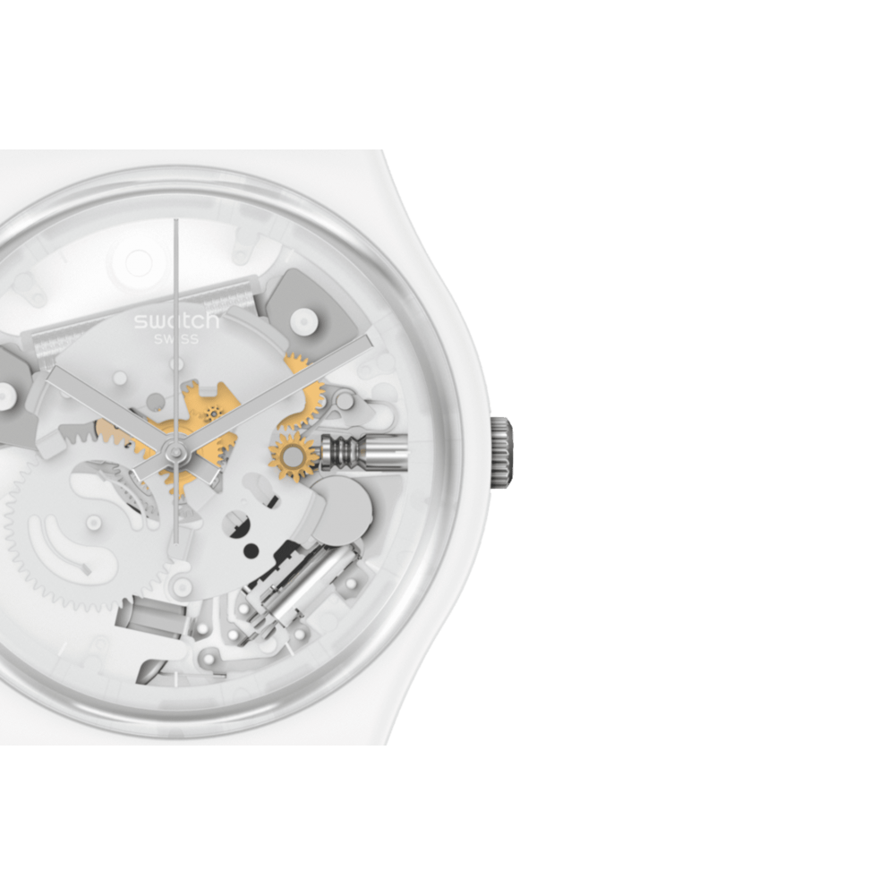 SWATCH SPOT TIME WHITE  Unisex Ρολόι Λευκό Λουράκι από Υλικό βιολογικής προέλευσης SO31W102