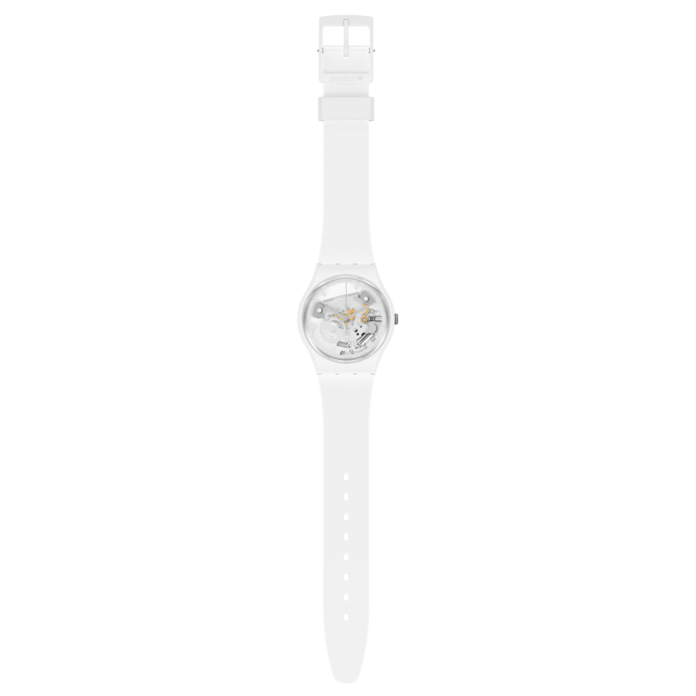 SWATCH SPOT TIME WHITE  Unisex Ρολόι Λευκό Λουράκι από Υλικό βιολογικής προέλευσης SO31W102