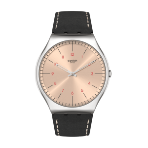 SWATCH SMART STITCH Ρολόι Unisex Μαύρο Δερμάτινο λουράκι SS07S118